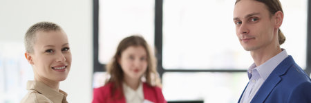 Satisfied partners shake hands making successful dealの写真素材