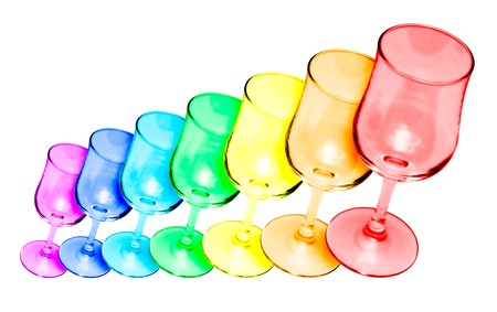 Wineglasses in rainbow colours