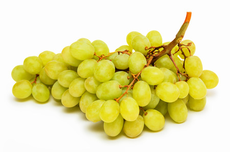 Bunch of green grapes isolated on white backgroundの写真素材