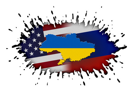 Concept of Ukraine crisis (Russia and USA opposition)の写真素材