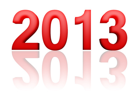 2013 year with reflection on white background
