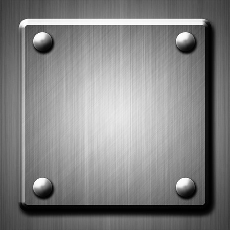 Brushed metal surface effect background with four rivetsの写真素材
