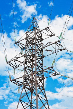 Electrical powerlines against a background of the skyの写真素材