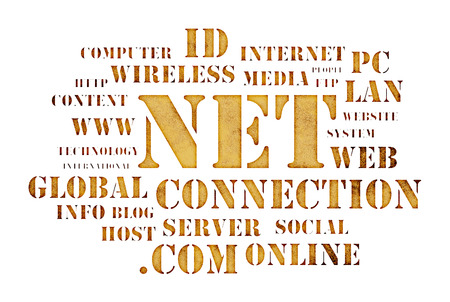 Concept of net and web â word cloud on white backgroundの写真素材