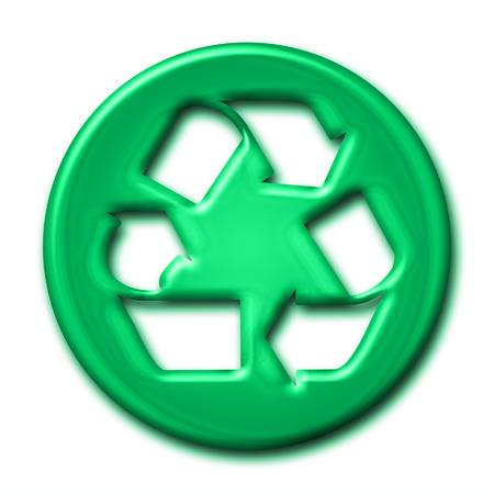 Recycling symbol in green tones on white backgroundの写真素材