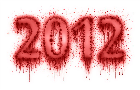 Number 2012 by splatter of blood on white background