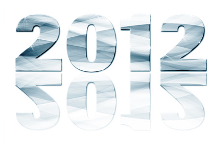 2012 year with reflection on white background