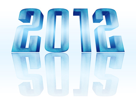 2012 year with reflection on white background