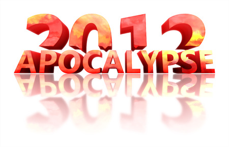 Concept of 2012 year with reflection on white backgroundの写真素材