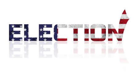 Concept on theme of USA election. Word with reflection on white backgroundの写真素材