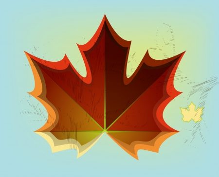 Red maple leaf on blue backgroundのイラスト素材