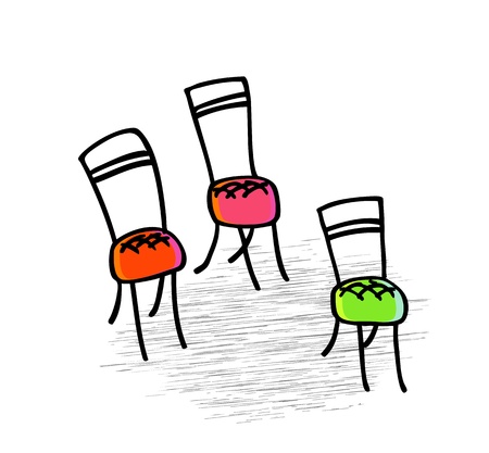 Chairs. Hand-drawn graphic elementsのイラスト素材