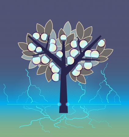 Artificial electrical tree. Green energy ecology concept. のイラスト素材