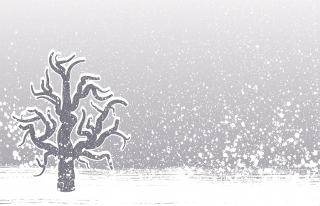 Winter tree grunge background のイラスト素材