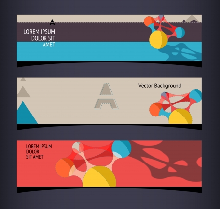 Set of horizontal banners, headers. のイラスト素材