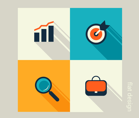 Business icon set. Management, human resources, marketing, e-commerce solutions. Flat designのイラスト素材