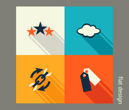 Business icon set. Management, marketing, e-commerce solutions. Flat designのイラスト素材