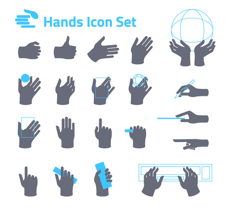 Hands icon set for website or application. Flat designのイラスト素材