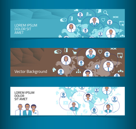 Set of horizontal banners, headers. Editable design template. EPS10 vector, transparencies used.のイラスト素材