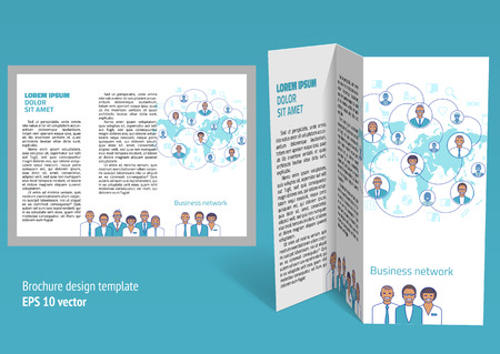Brochure, booklet z-fold layout. Editable design template. EPS10 vector, transparencies used.のイラスト素材