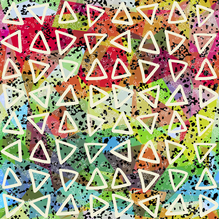 Abstract seamless pattern. Triangles and grunge texture on geometric background. Colorful decoration designのイラスト素材