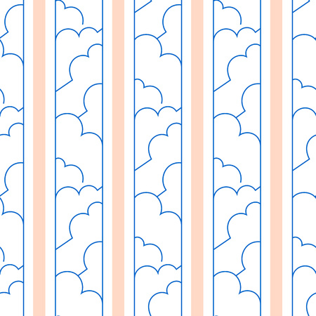 Geometric abstract seamless pattern clouds sky. Linear motif background. Monochrome decoration designのイラスト素材
