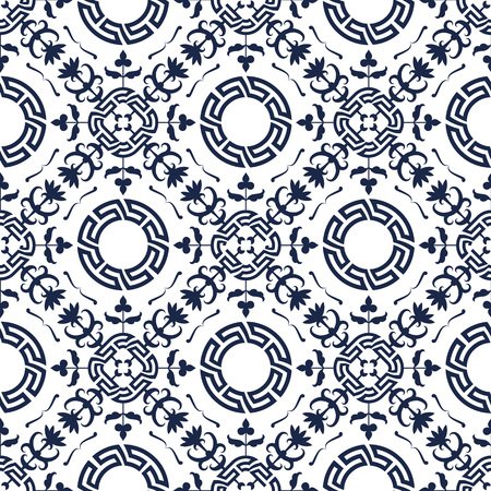 Seamless floral abstract geometric pattern background. Vintage flower wallpaper textile design. Modern trendy  illustration square compositionのイラスト素材