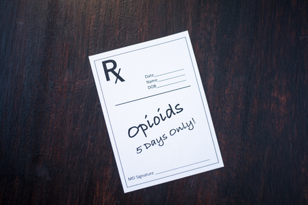 Opioid prescription with warning to prescribe for 5 days onlyの写真素材