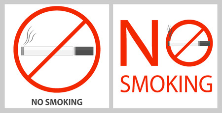No smoking label isolated on white background. Bad habit. Health care. Vector icon illustration.  Flat style.のイラスト素材