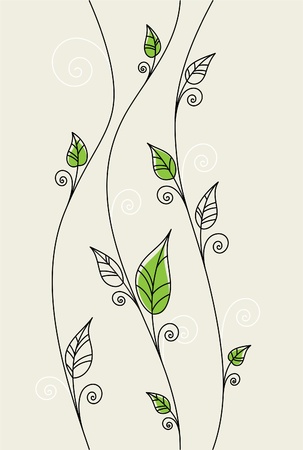 Vector floral background with green leavesのイラスト素材