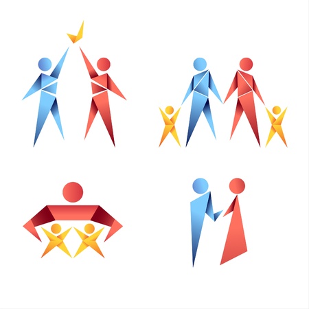 colorful origami family icons. EPS 10のイラスト素材