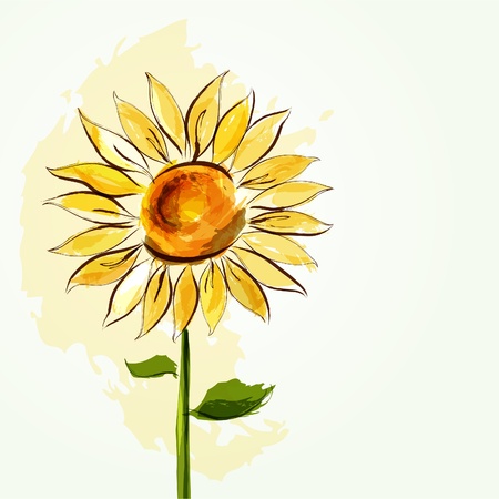 Floral summer background with sunflowerのイラスト素材