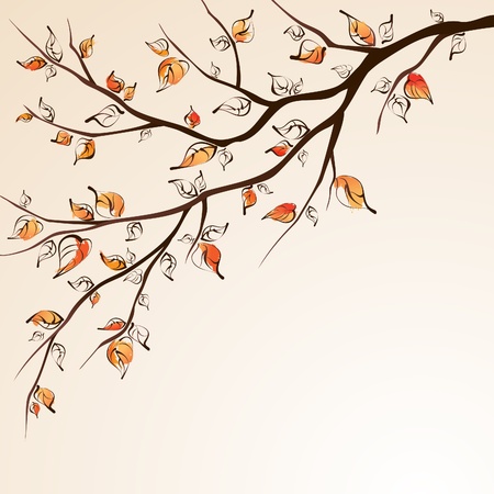 Stylized autumn tree branche on bright backgroundのイラスト素材