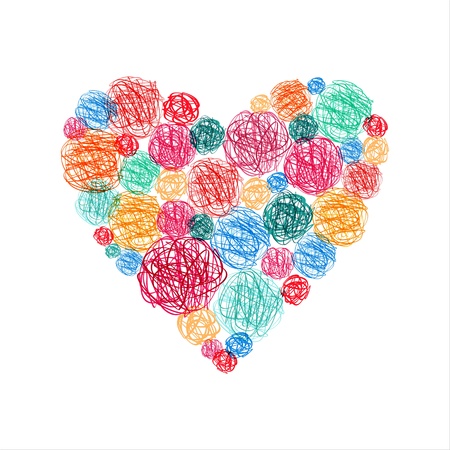 Cheerful decorative motley heart from clews. のイラスト素材
