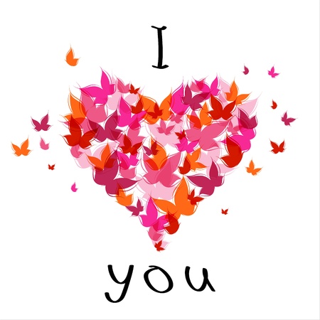 Lettering stylish text I love you with butterfly. EPS10 Lettering stylish text I love you with butterfly. EPS10