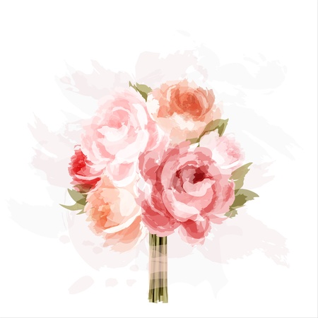 Romantic background with bouquet of peonies  All elements are separate  のイラスト素材