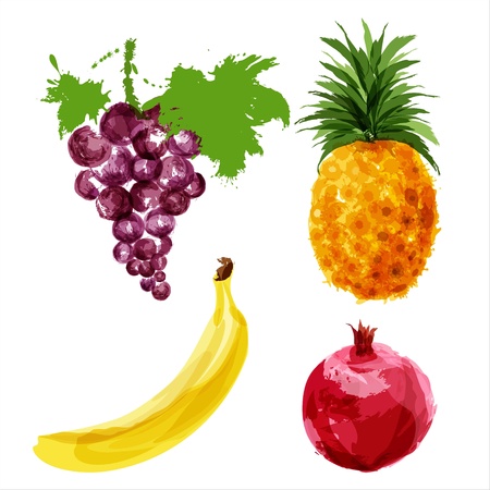 juicy ripe fruitsのイラスト素材