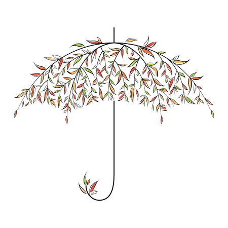 Decorative autumn umbrella made of leavesのイラスト素材
