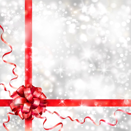 Silver background with red bow のイラスト素材