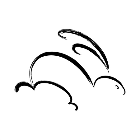 Rabbit  Calligraphy  Brush quick sketch のイラスト素材