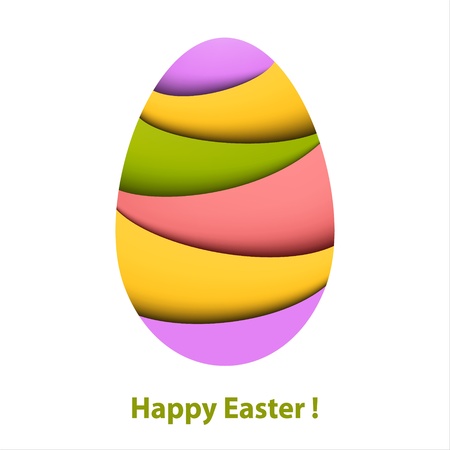 Colorful striped easter egg  Paper cardのイラスト素材
