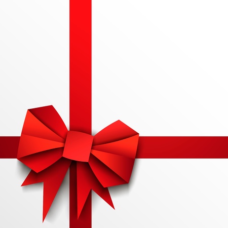 Gift paper red bow and ribbon on white backgroundのイラスト素材