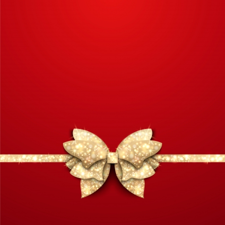 Red Christmas background with gold shining bowのイラスト素材