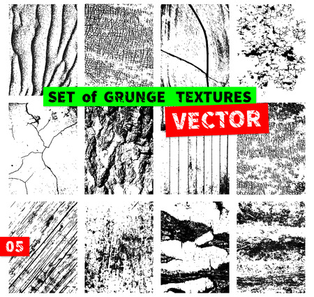 Set of grunge textures in a single file. Vector illustrationのイラスト素材