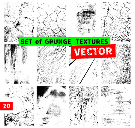 Set of grunge textures in a single file. Vector illustrationのイラスト素材