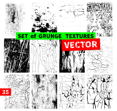 Set of grunge textures in a single file. Vector illustrationのイラスト素材