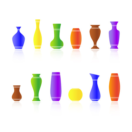 Set of silhouettes of vases isolated on white background. Vectorのイラスト素材