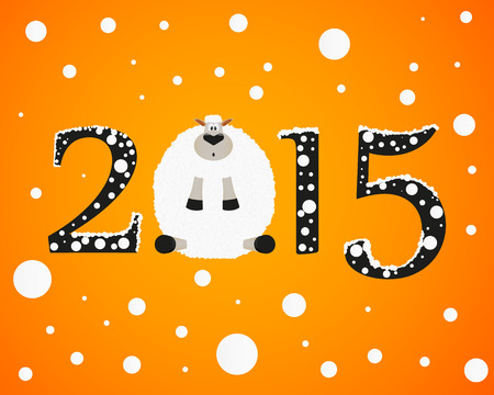 Christmas background with the numbers 2015 and a sheep. New Year, the year of the sheep. Vector Illustration.のイラスト素材