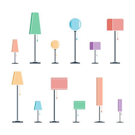 Set of color silhouettes of lamps. Vectorのイラスト素材
