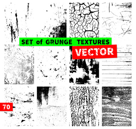 Set of grunge textures in a single file. Vector illustrationのイラスト素材